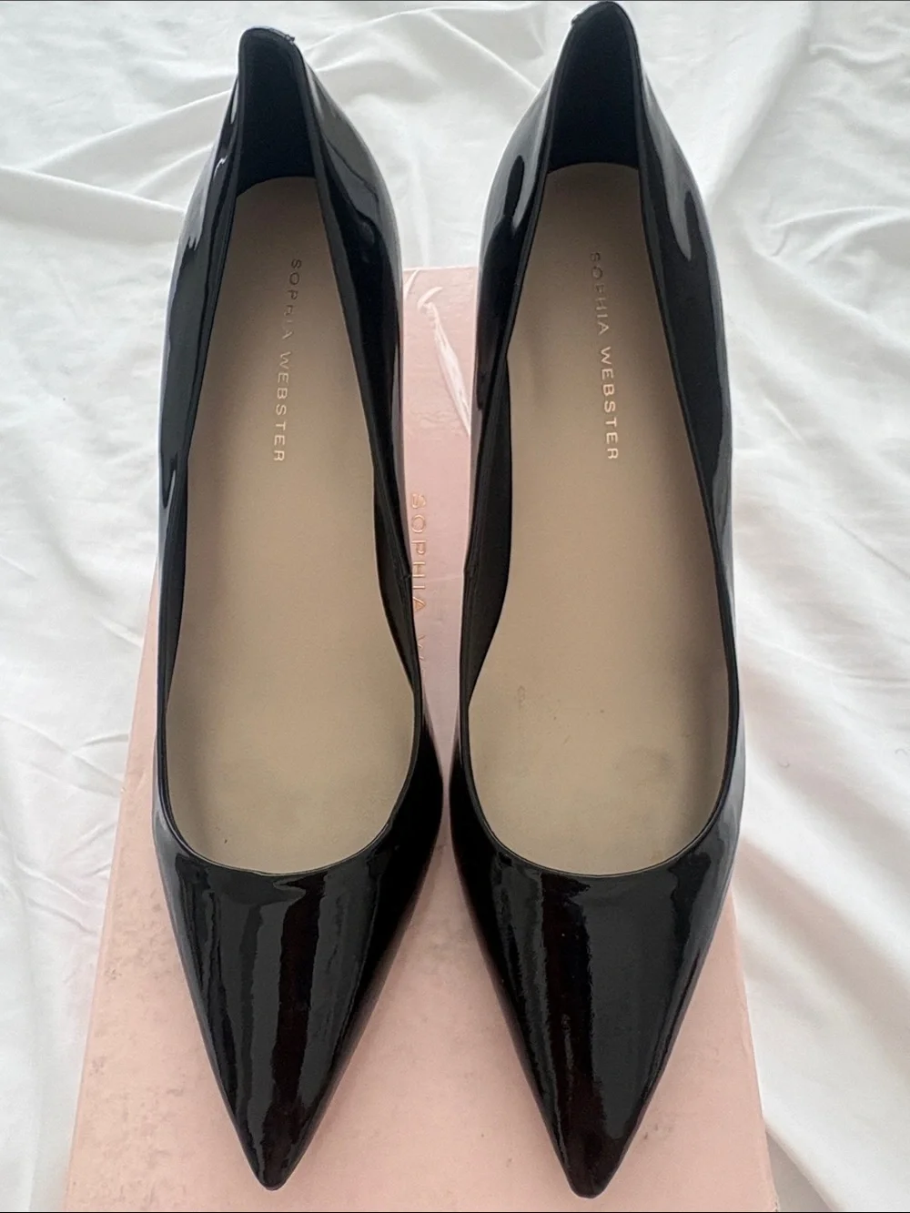 Sophia Webster Black Patent Pointed Toe Flats